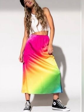 Dressed in Lala LALA ORIGINAL: It Girl Midi Skirt in Prismatic 2XL